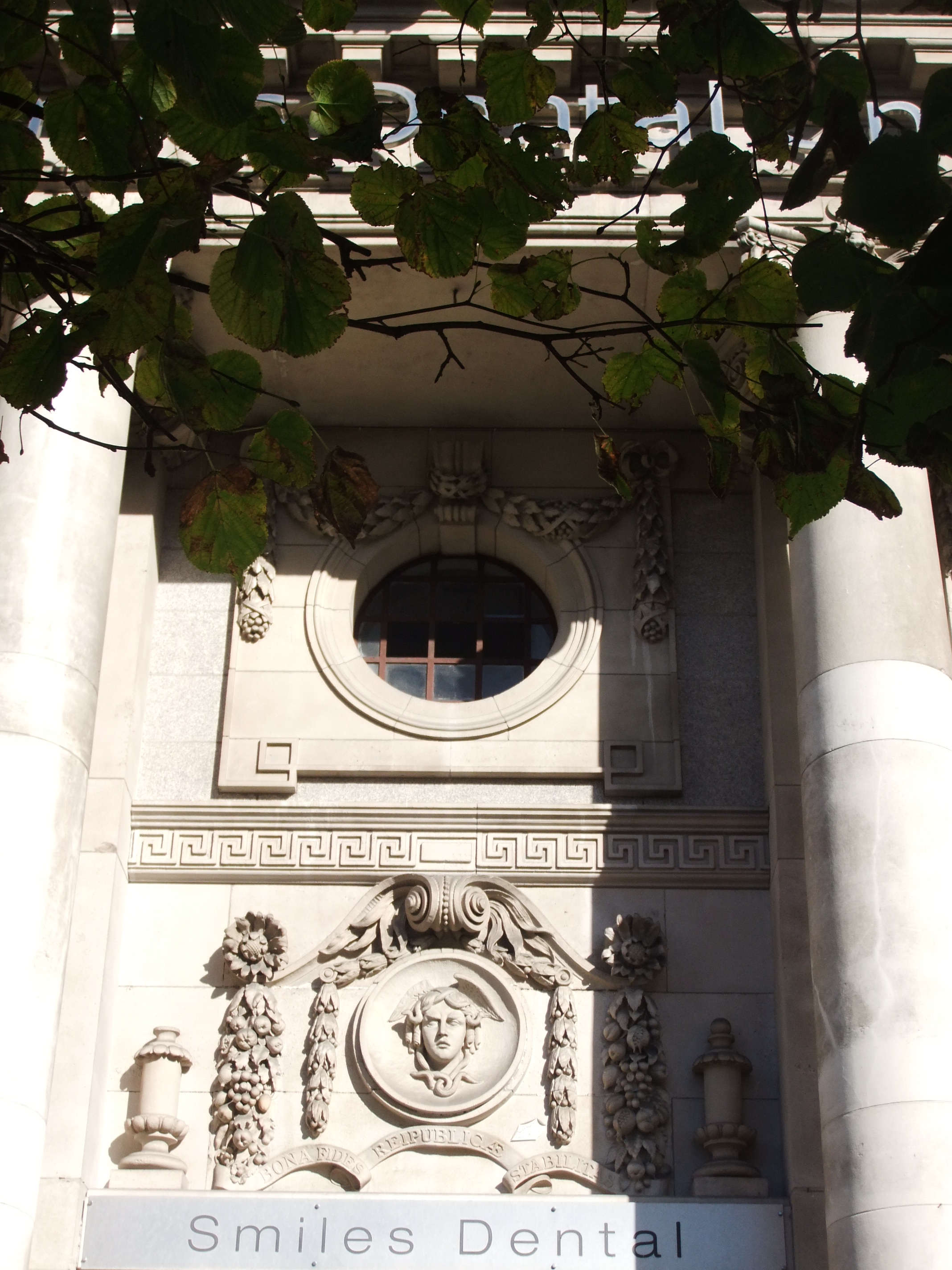 Royal Bank of Ireland, O'Connell Street, decorative stonework by Albert Power, 1919